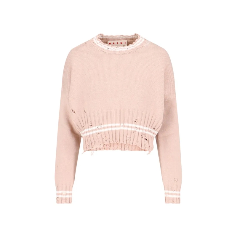 Marni Trui Crop Crewneck Sweater – Pink Pink