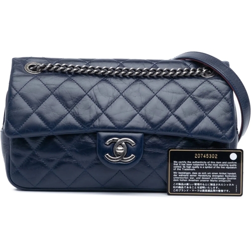 Chanel Sac à bandoulière 2014-2015 Medium Aged Calfskin Duo Color Flap blau (Image 2)