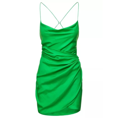 Gauge81 Shiroi' Mini Green Dress With Draped Neckline In S Green 