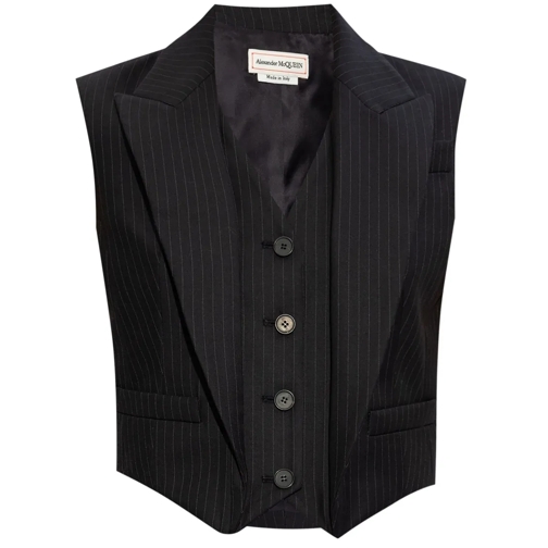 Alexander McQueen Blazer Wool Pinstripe Gilet Black