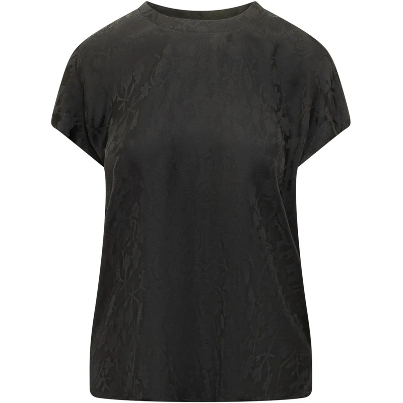 Pinko Chemisier Blusa a Maniche Corte con Motivo Floreale dunkelgrau