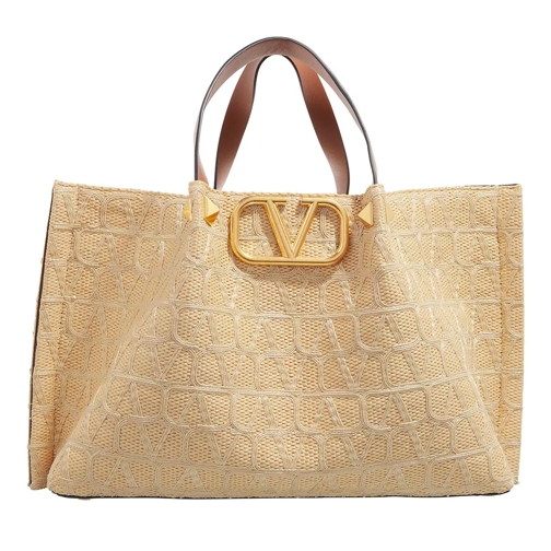 Valentino Garavani Medium Tote Bag Logo Signature Natural/Beige Rymlig shoppingväska