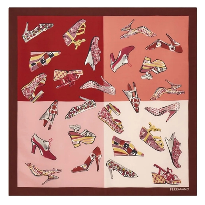 Salvatore Ferragamo Lichtgewicht Sjaal Silk Scarf Featuring Genio Print Red