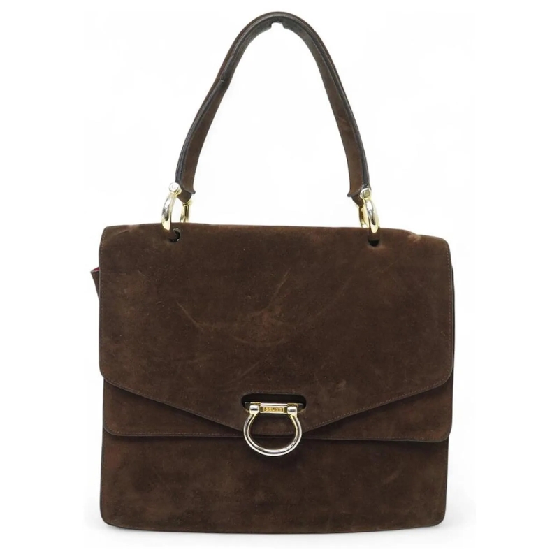 Celine Schultertasche VINTAGE CELINE HANDTASCHE MIT KLAPPE AUS BRAUNEM W braun