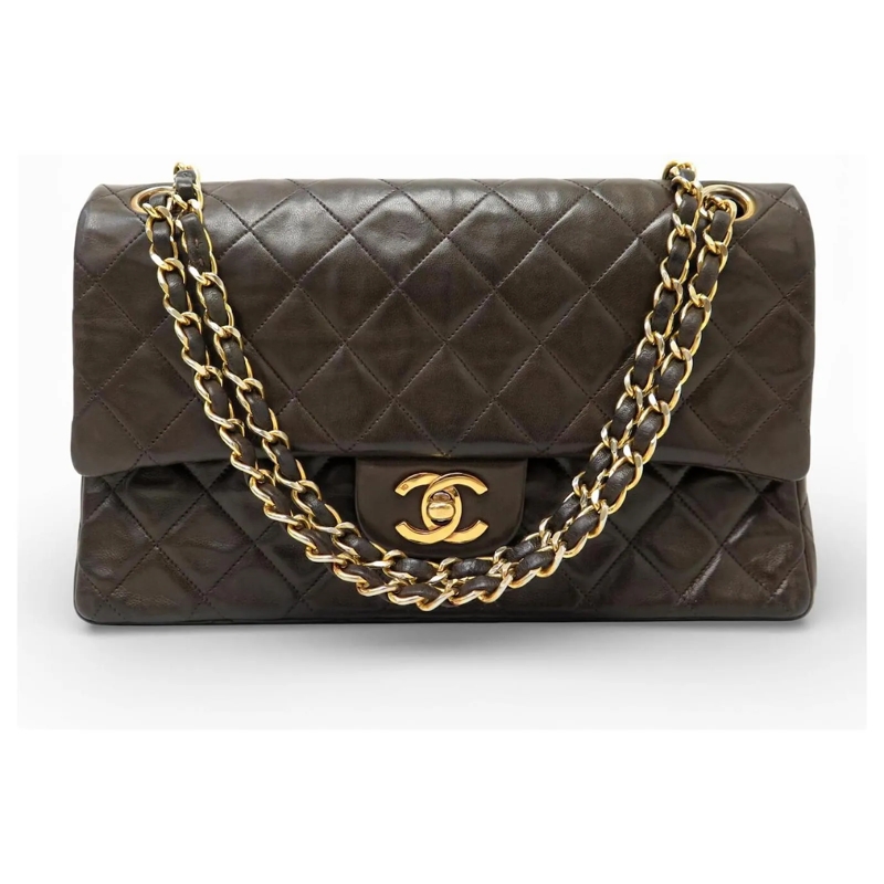 Chanel Schultertasche VINTAGE CHANEL KLASSISCHE TIMELESS MEDIUM HANDTASC braun