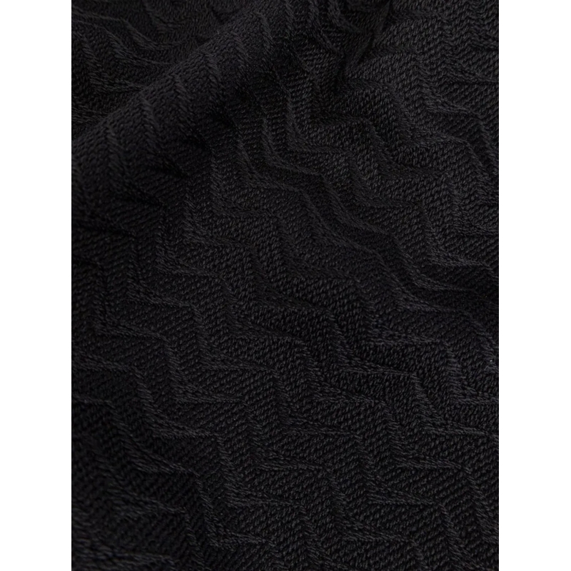 Giorgio Armani Leichter Schal Herringbone Motif Black Scarf With Frayed Edges Black (Image 2)
