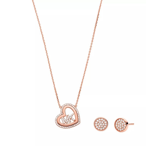 Michael Kors Women's Sterling Silver Necklace and Earring Set M Rose Gold Mellanlångt halsband