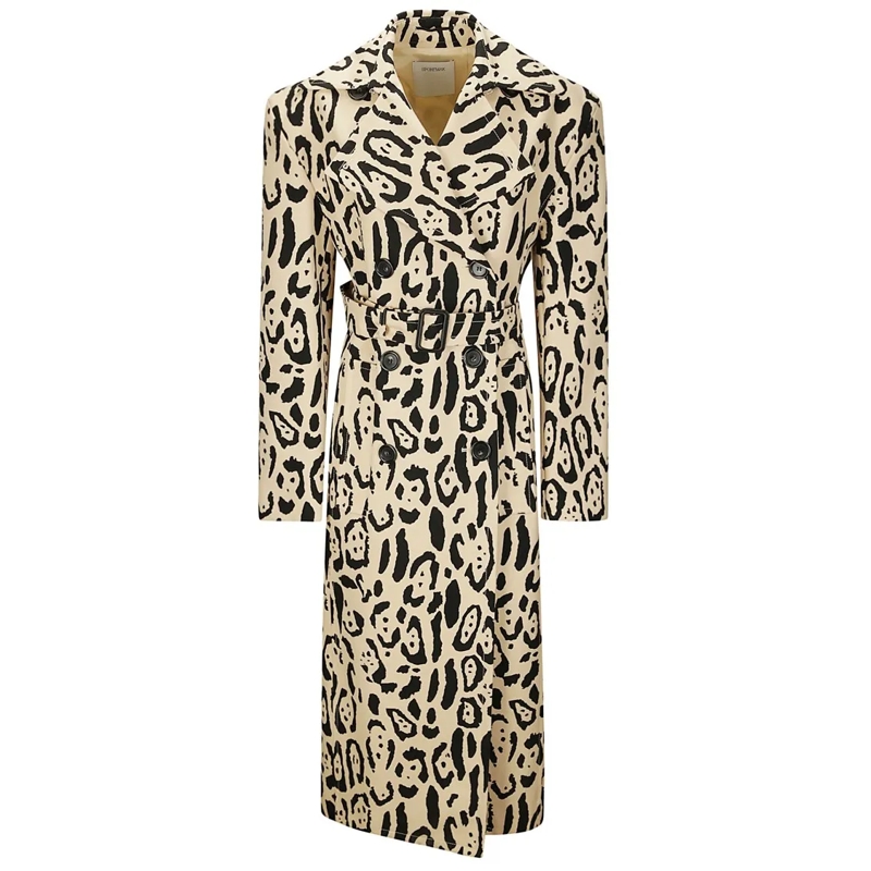 Sportmax Manteaux de tanche Spotted Cotton Trench Coat With Wide Collar Neutrals