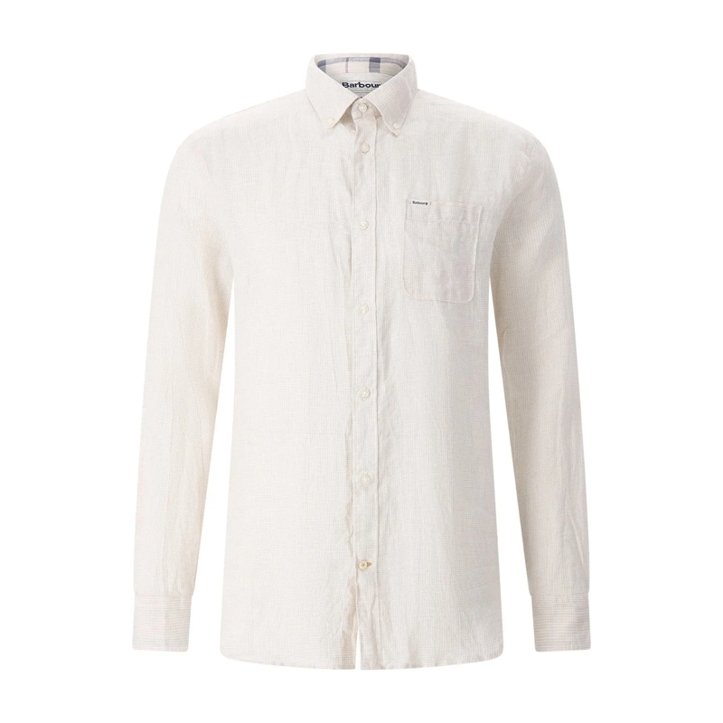 Barbour T-Shirt Hemd Linton aus Leinen beige