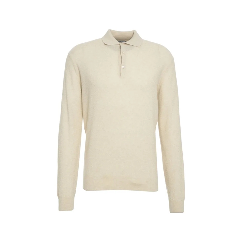 Gender Polohemd Beige Knit Polo With Classic Collar Neutrals