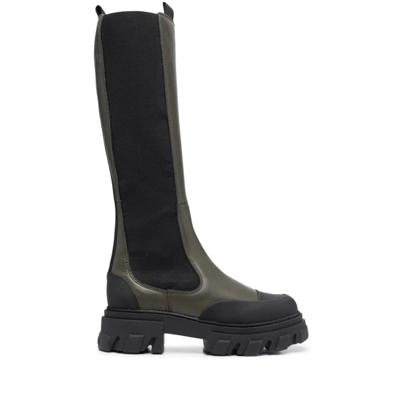 GANNI Bottes High Chelsea Boot Green
