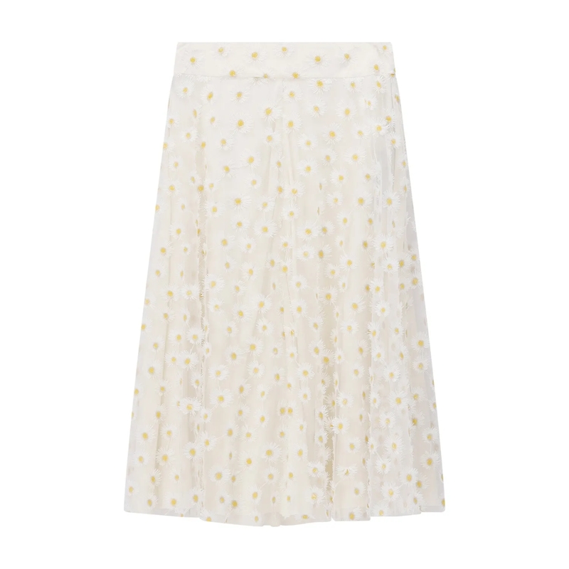 Luisa Cerano Maxirock Midirock mit Blütenmuster weiß