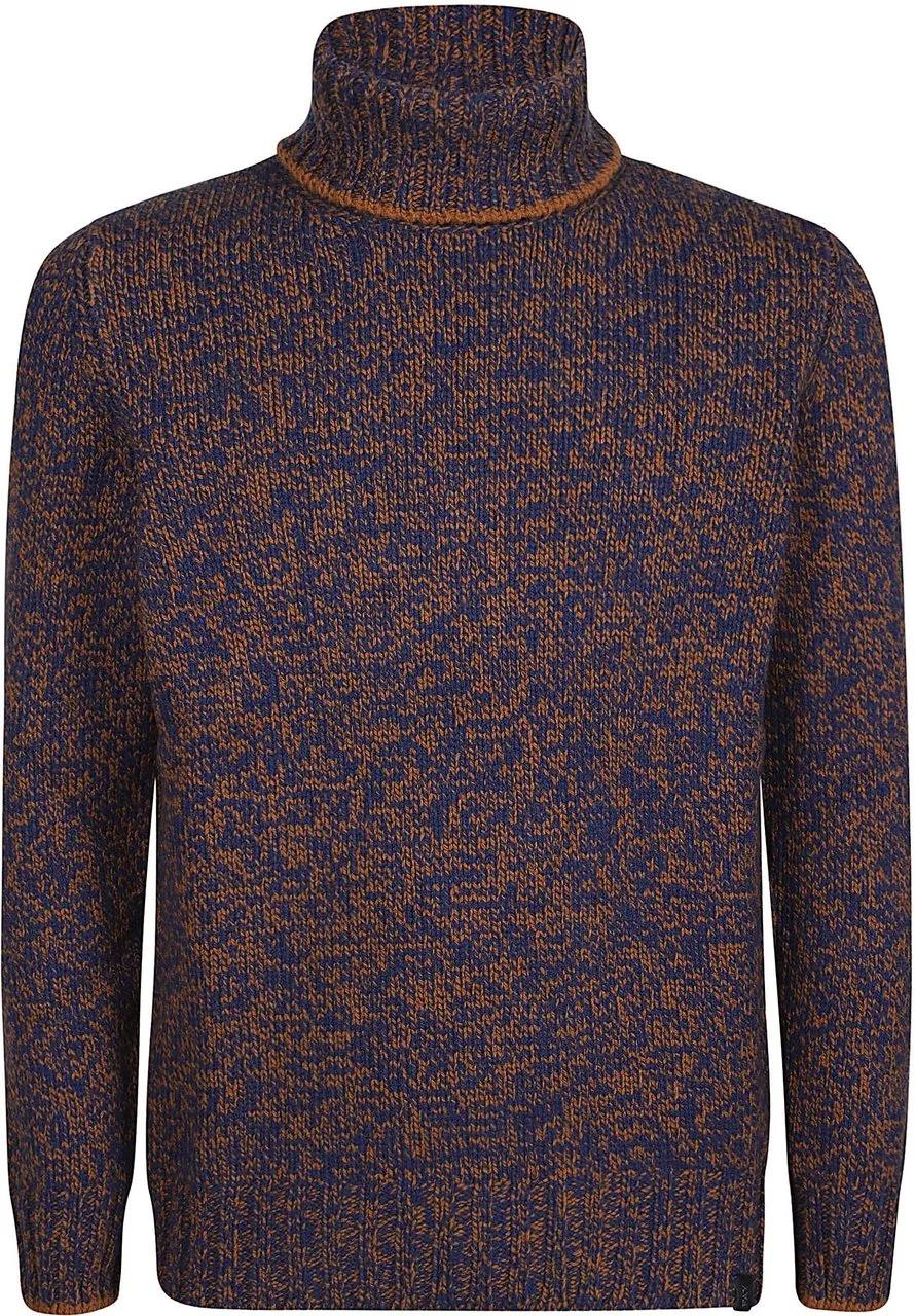 Thumbnail - Fay - Mouline` Turtle Neck Blue - Größe 46 - blue