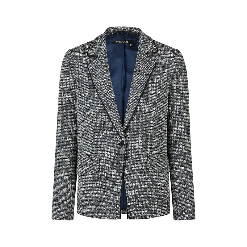 Marc Aurel Blazer Schmaler Einknopfblazer aus Bouclé  blau