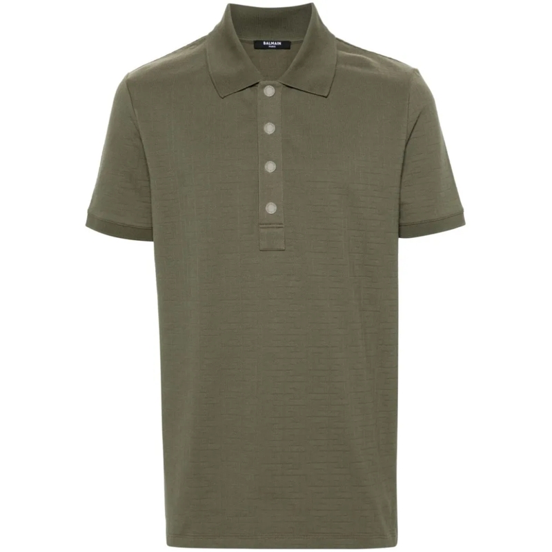 Balmain Polohemd Patterned Jacquard Polo Grey
