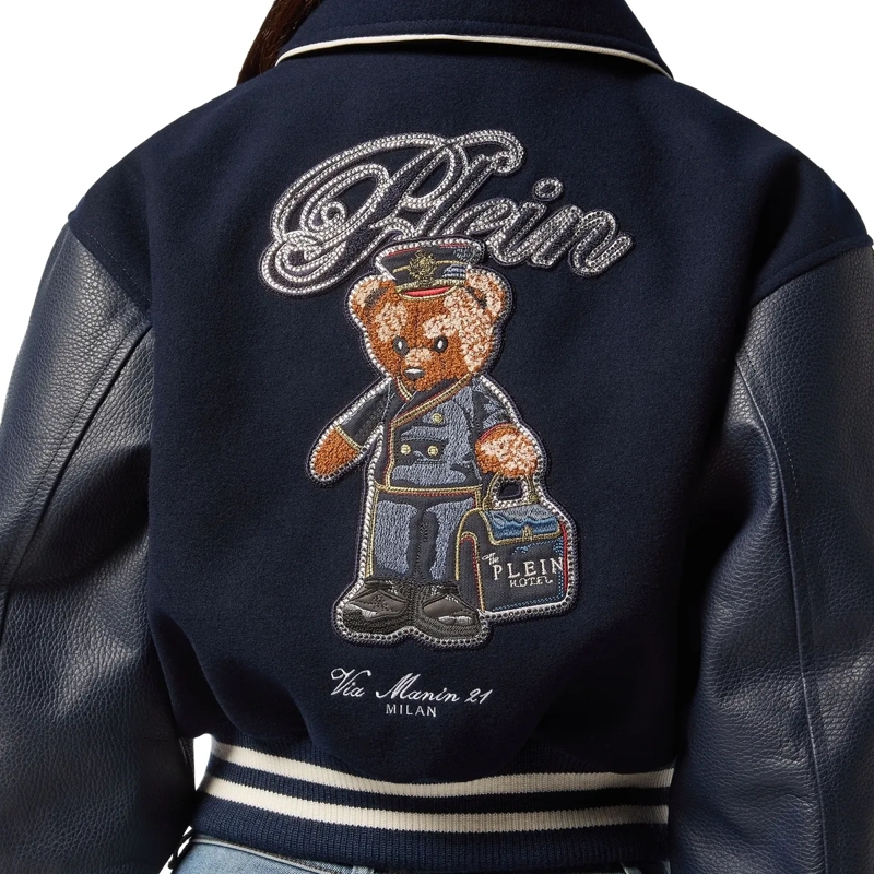 Philipp Plein Bomberjacke Leder-Bomber Teddy schwarz(Image 5)