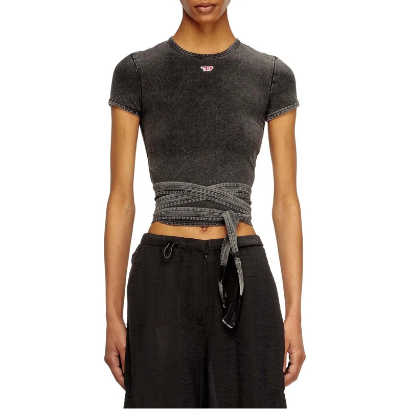 Diesel Top Cropped Black Top Black