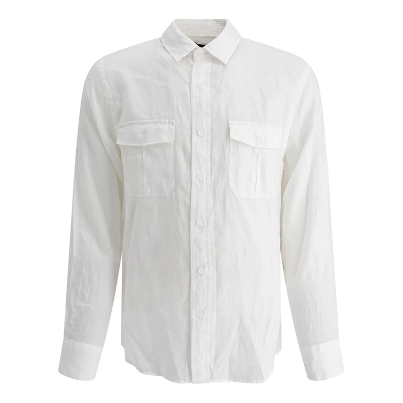 Vince Hemd Linen "Utility" Shirt White