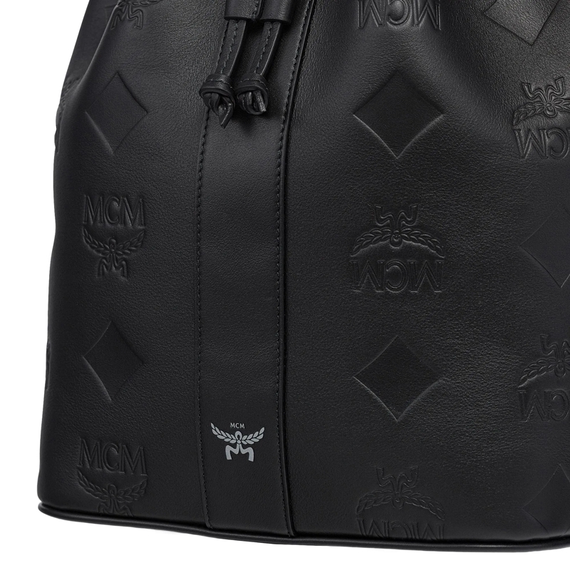 MCM Bucket Bag Dessau Lthr Drawstring Med Bk Black(Image 7)