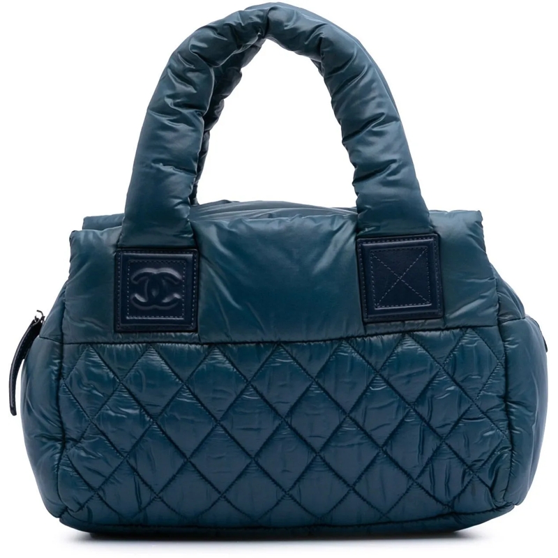 Chanel Shopper Small Quilted Nylon Coco Cocoon Tote blau