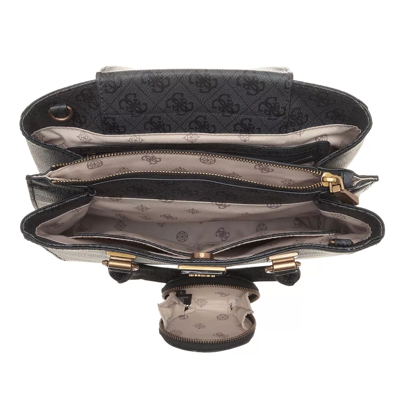 Guess Tote Alexie Girlfriend Satchel Coal Logo(Image 6)