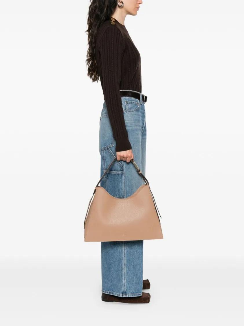 Furla Hobo bags Light Brown Textured Leather Shoulder Bag in bruin