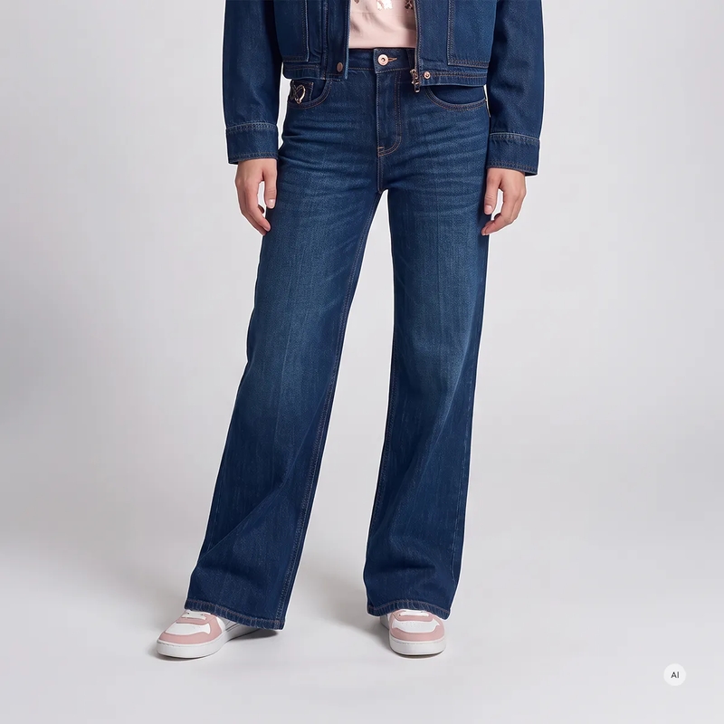 Marc Aurel Wide-Leg-Jeans Jeans- mit spitzer Passennaht- veganes Lederlab blau(Image 3)
