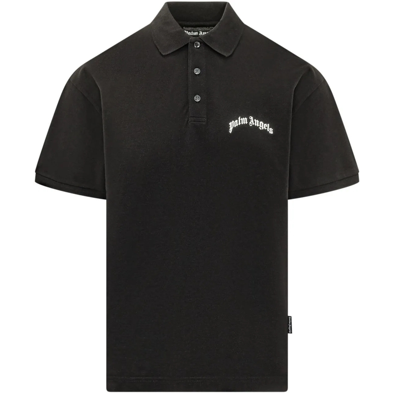 Palm Angels Poloshirt Polo con Logo Curvo sul Petto schwarz
