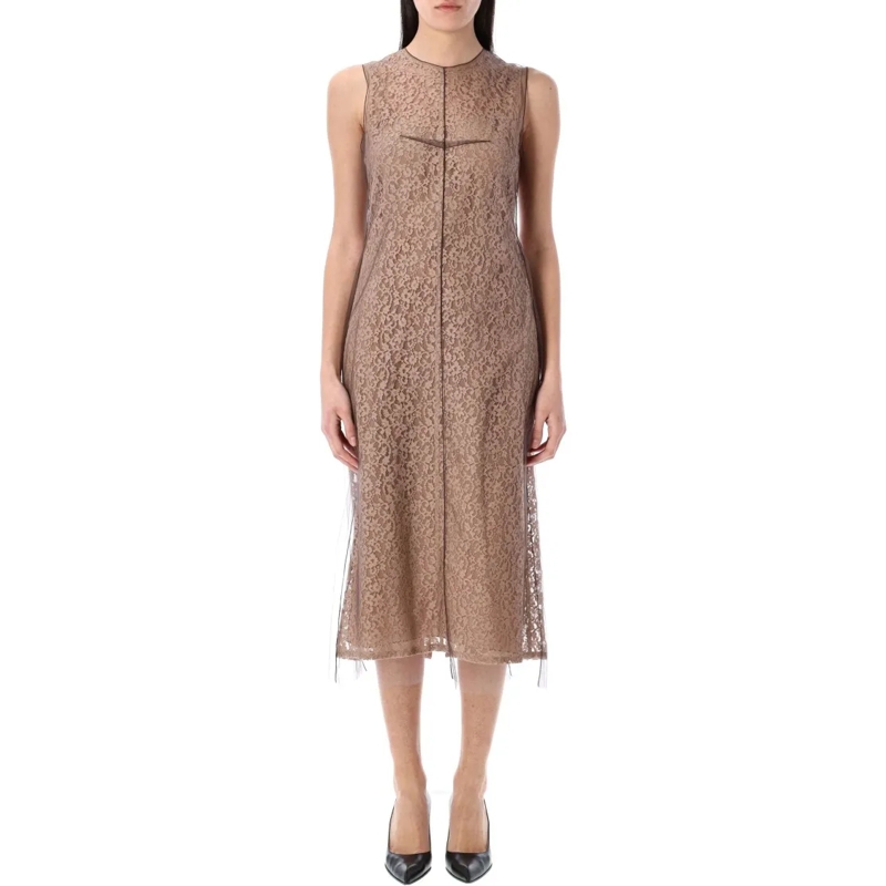 Fendi Midi-jurk Lace Midi Dress Pink