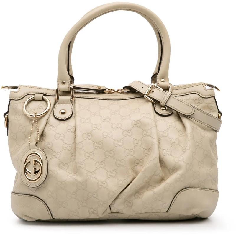 Gucci Schultertasche Guccissima Sukey Satchel weiß