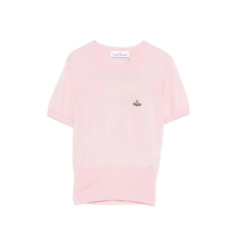 Vivienne Westwood T-Shirt Short-Sleeve Fitted Top With Embroidered Emblem Pink