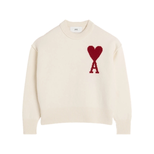 AMI Paris Pullover mit Logo 154 OFF WHITE/RED Chemises