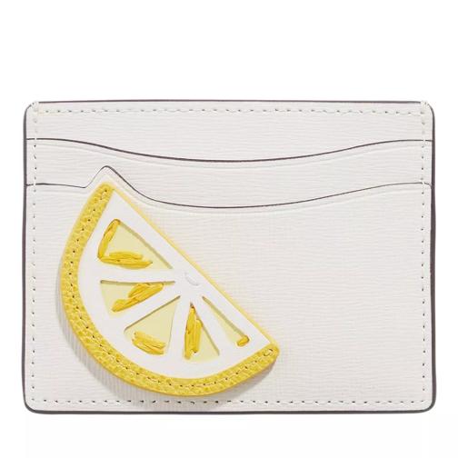 Kate Spade New York Lemon Drop Lemon Appliqued Saffiano Leather Card H Halo White Multi Korthållare