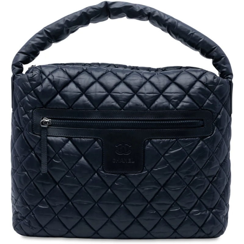 Chanel Fourre-tout Quilted Nylon Coco Cocoon Hobo blau