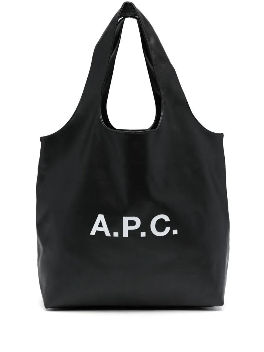 A.P.C. Shoppers & Totes Spacious Black Faux Leather Tote in zwart