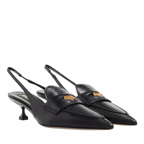 Miu Miu Leather Penny Loafers With Heel Black Pumps