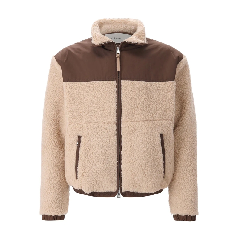 AMI Paris veste Jacke mit Teddyfell braun