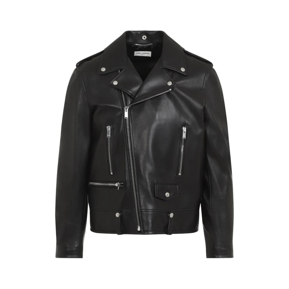 Saint Laurent - Black Lamb Leather Classic Biker Jacket - Größe 50 - schwarz