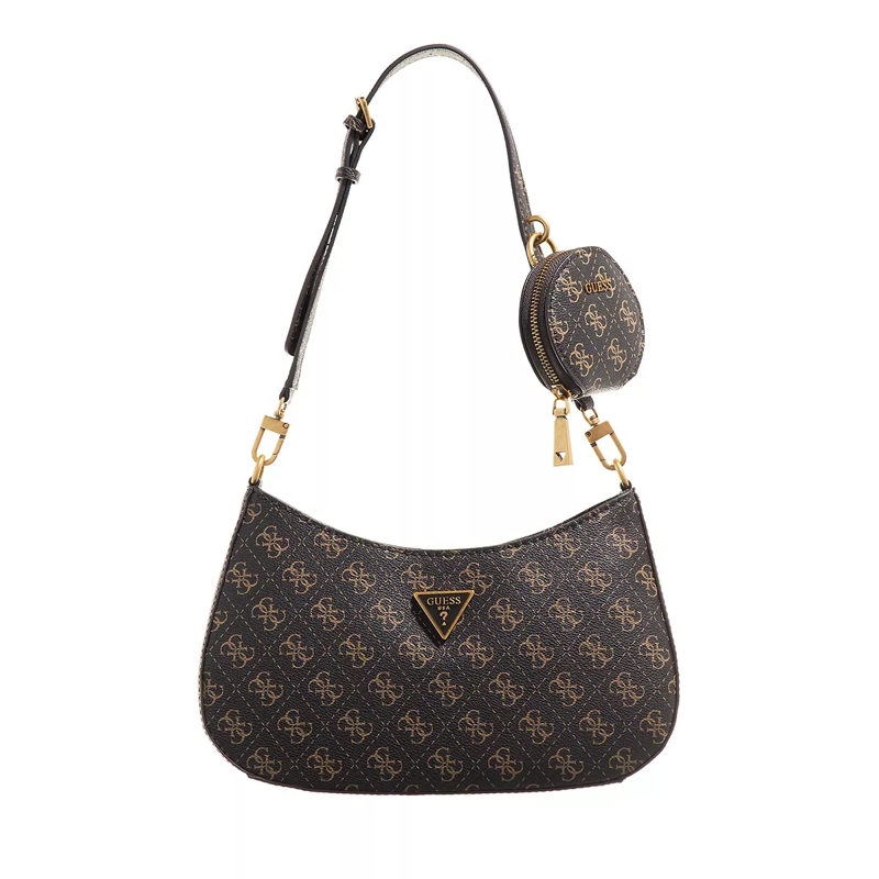 Guess Hobo Bag Alexie Top Zip Shoulder Bag Brown Logo