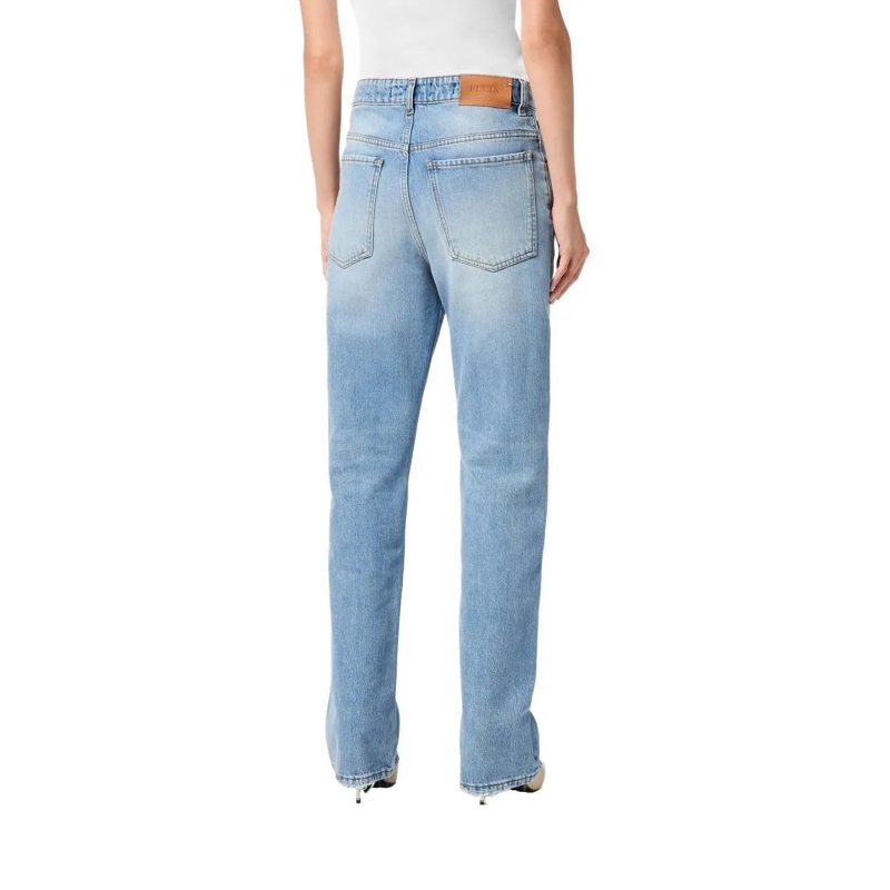 Philipp Plein Jeans mit geradem Bein Stil und Originalität mit dieser 5-Pocket-Hose aus jeansblau(Image 4)