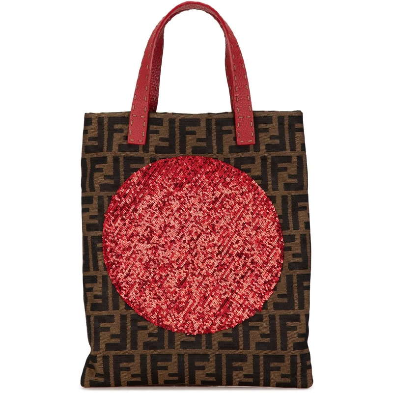Fendi Schultertasche Zucca Canvas Sequins Tote braun