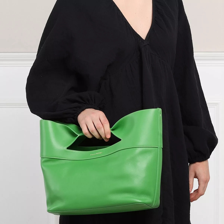 Green leather tote bag hot sale