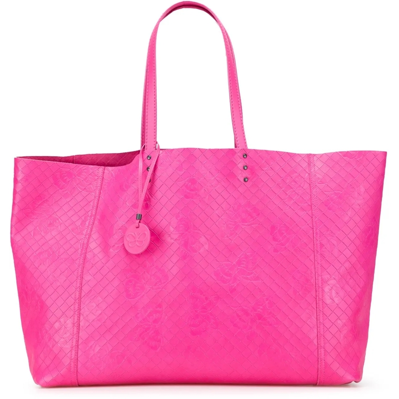 Bottega Veneta Shopper Leather Intrecciomirage Butterfly Tote rose