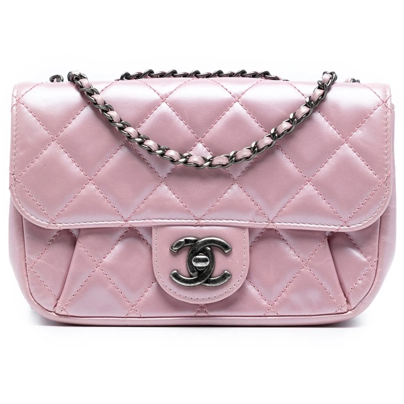 Chanel Sac à bandoulière Mini Quilted Metallic Calfskin Coco Pleats Chain F rose