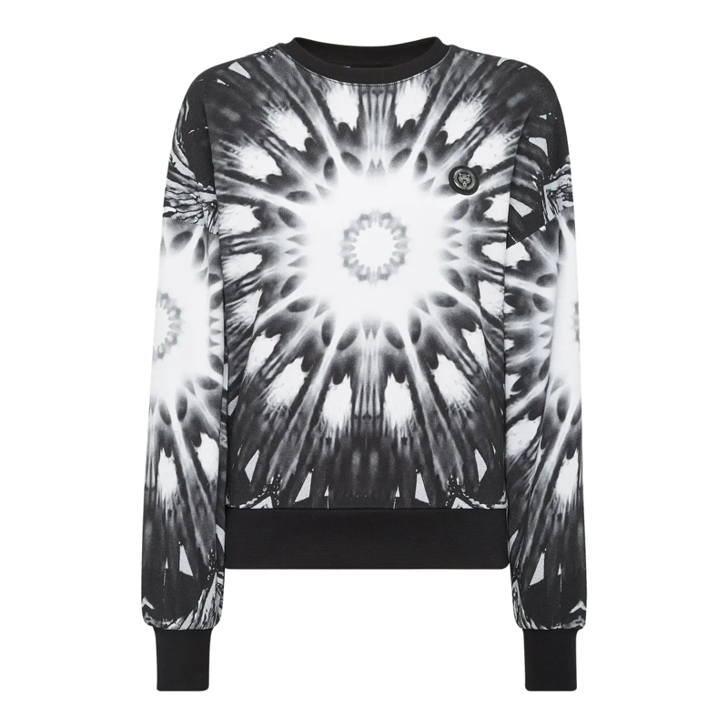 Plein Sport Top Sweatshirt Optical Flower schwarz