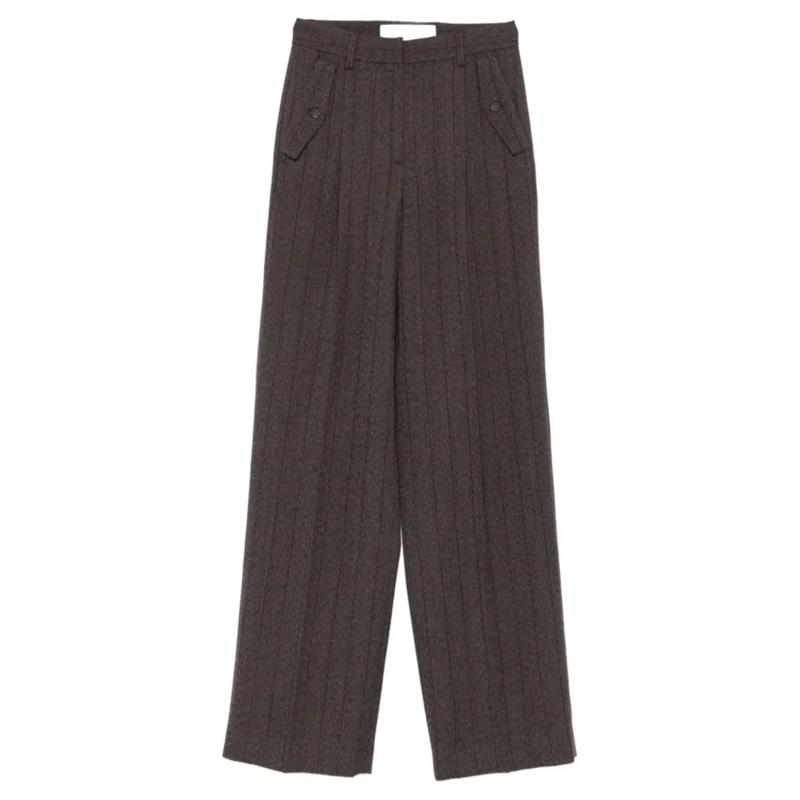 Golden Goose  Wide-Leg Pinstriped Trousers Brown