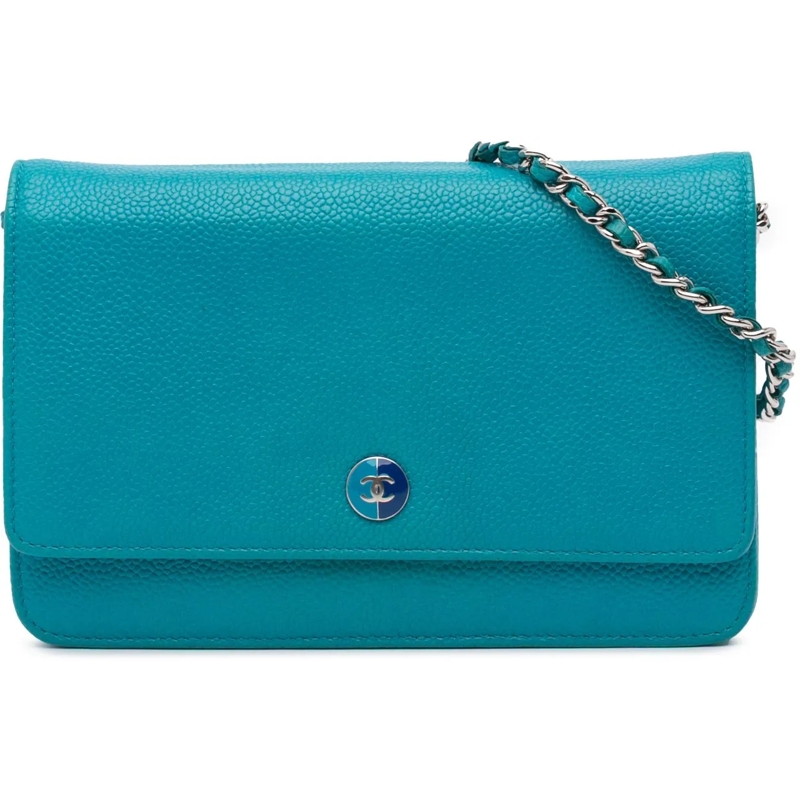 Chanel Crossbody Bag Caviar Bicolor CC Wallet On Chain blau