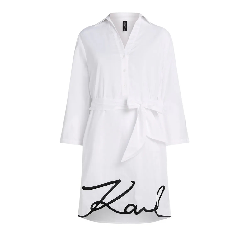Karl Lagerfeld Kleid K/SIGNATURE STRAND-HEMDKLEID weiss