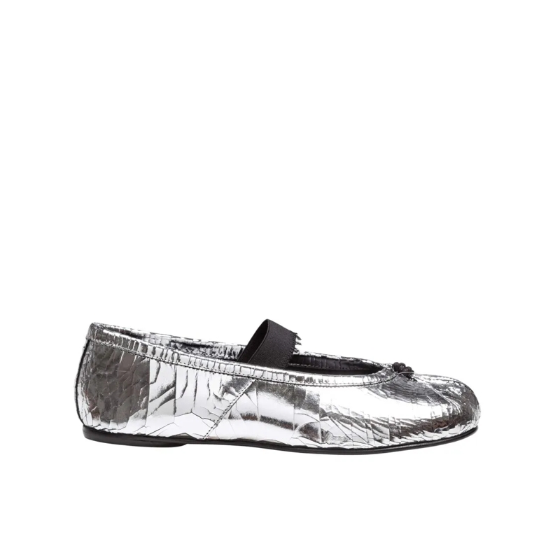 Maison Margiela Ballerinas Silver Broken Leather Tabi Ballerina Silver