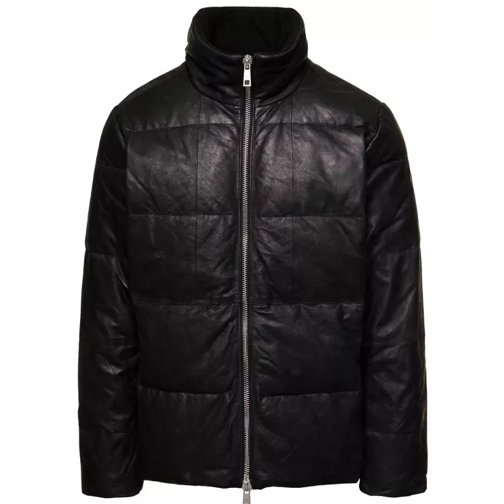 Giorgio Brato Leather Down Jacket Black Dunjackor
